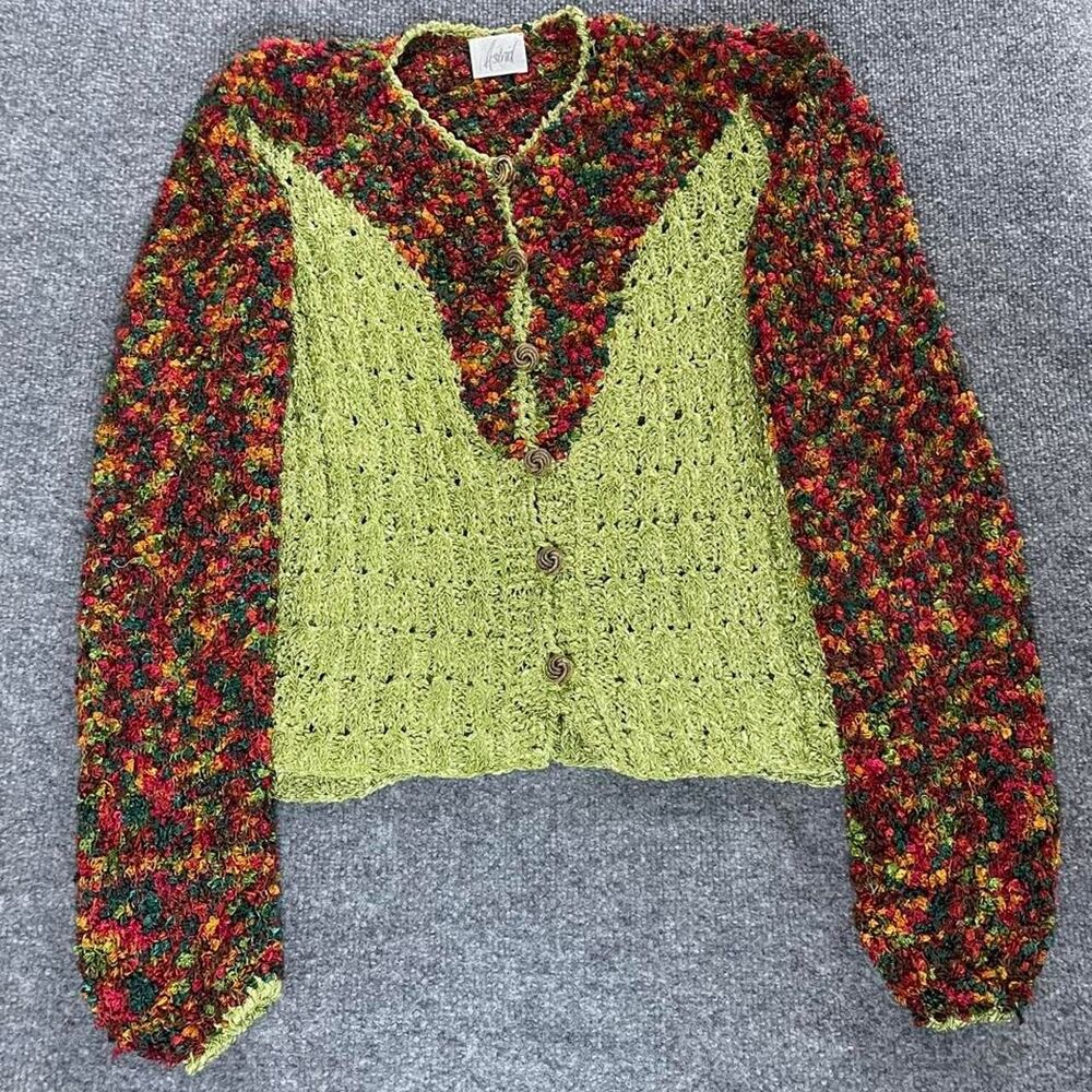 Retro artsy eclectic knit cardigan